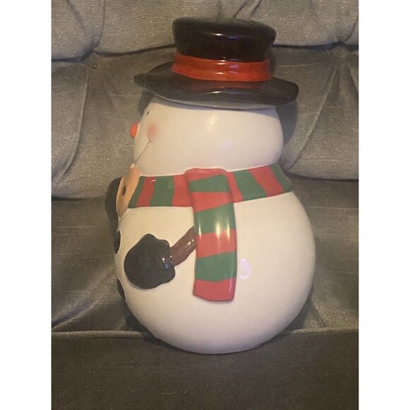 Snowman Cookie Jar Top Hat Holiday - Picture 2 of 7